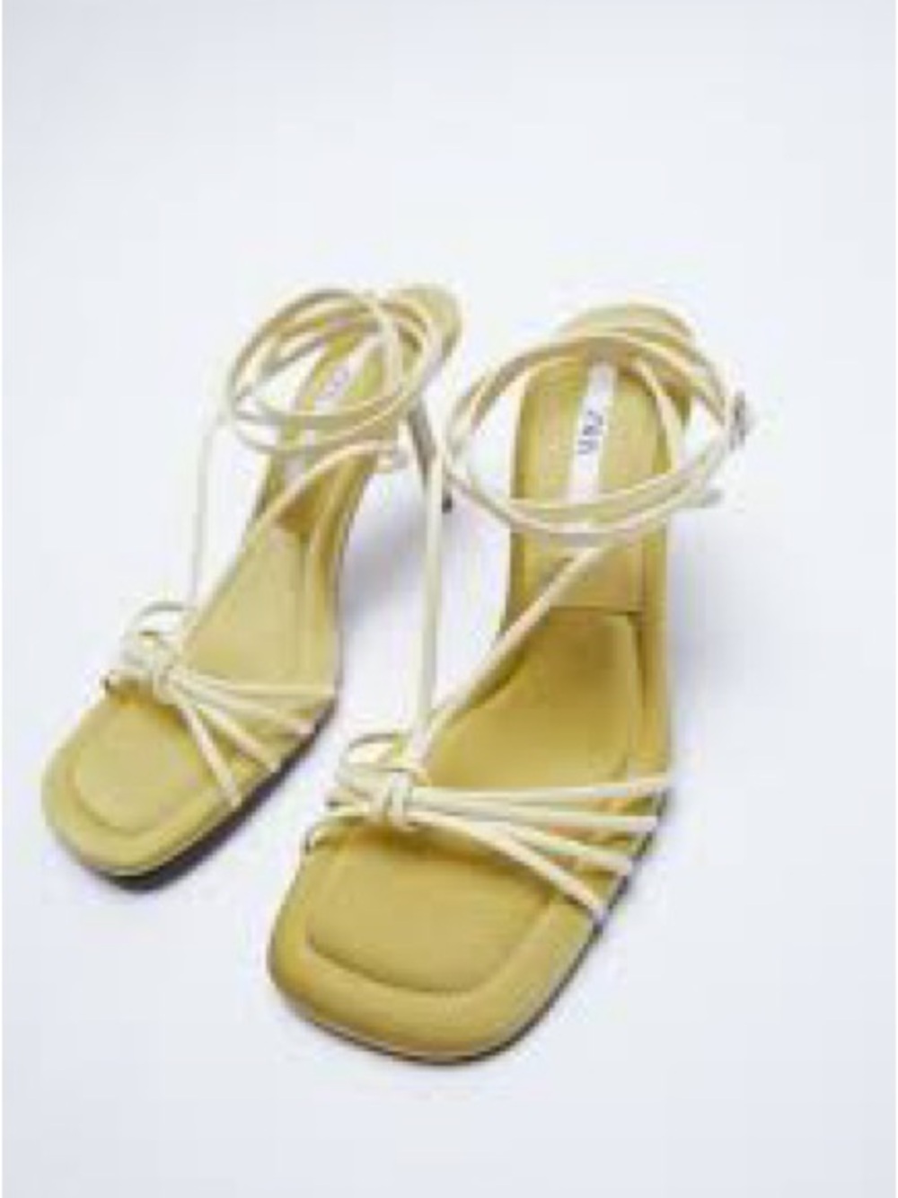 Zara Cream Strappy Square-Toe Ankle-Tie Heels
